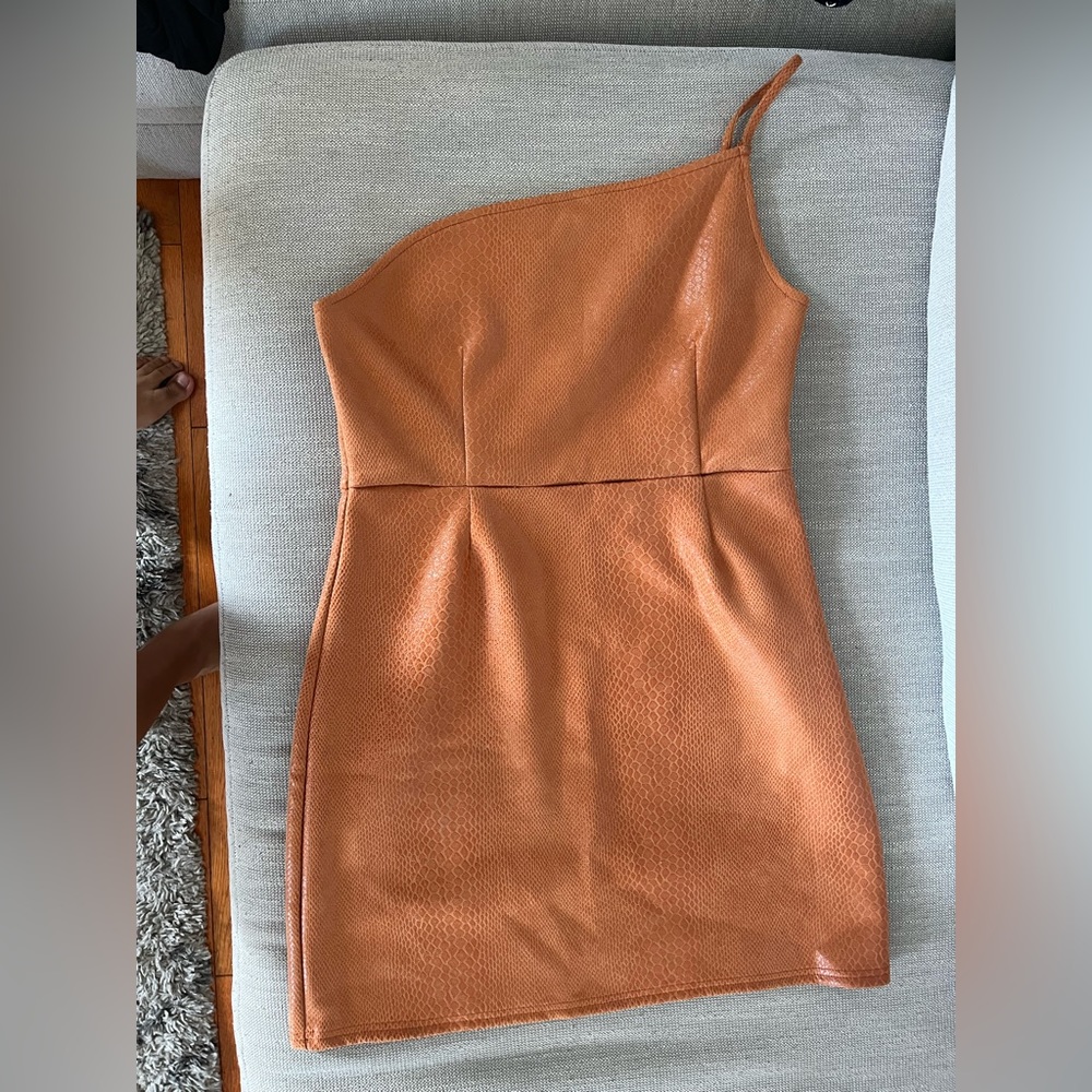 URBAN OUTFITTERS Orange One Shoulder Mini Dress